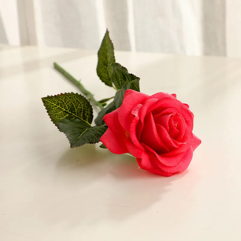 Высококачественная Осенняя искусственная Роза лист 1 шт. цветок Шелковый для