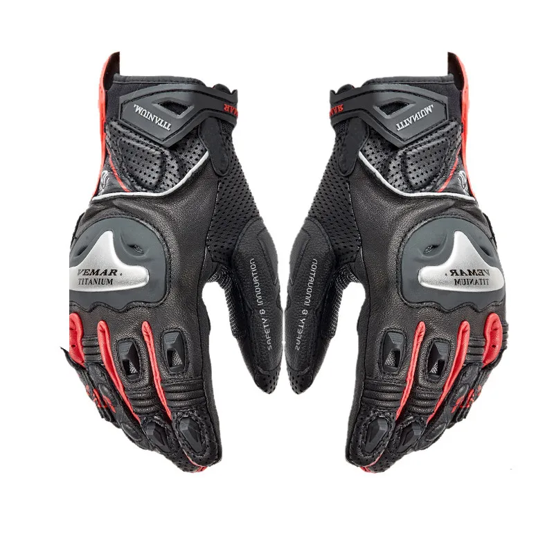 VEMAR титановые перчатки из натуральной кожи противоударные дышащие сетчатые для