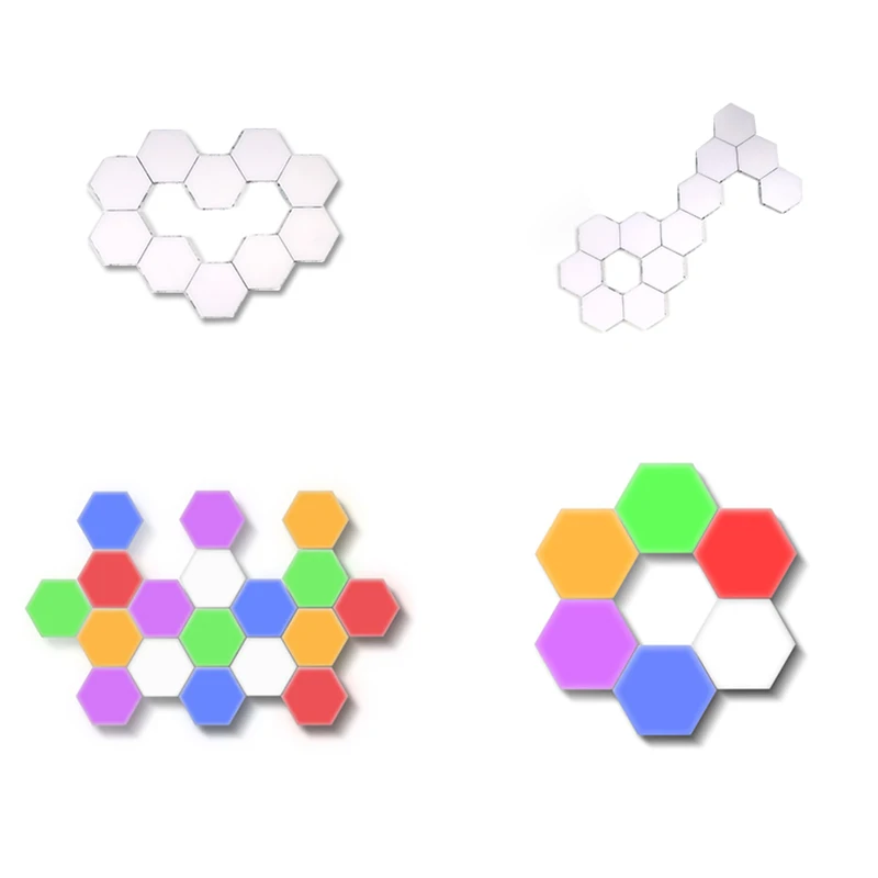 

Modern LED Quantum Hexagonal Wall Lamp Creative Colorful LED Night Light Touch Sensitive Hexagonal Lamps Modular Wall Lampara