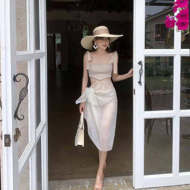 

Swimsuit Women 2021 Large Sizes Female Beach One Piece Bathing Suit New White Cover Up Sexy Three Bikini Print Polyester Sierra