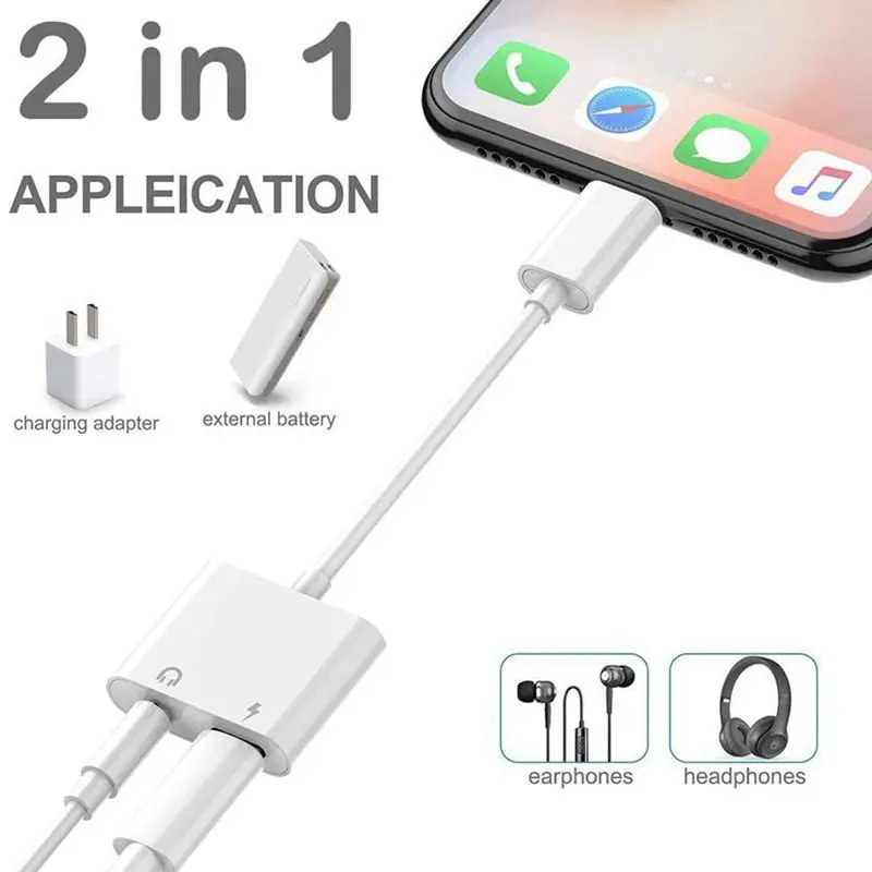 Аудиоадаптер подходит для IPhone IPad Apple продукция 2 в 1 с подсветкой до 3 5 мм гарнитура