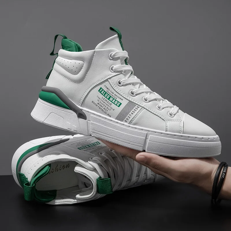 

CYYTL Fashion High Top Men Sneakers Lace Up Casual Footwear Teenager Leather Shoes Walking Trainers Running Sport Basket Homme