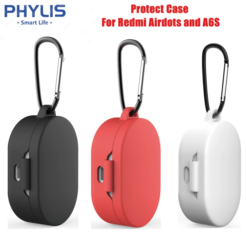 Портативный Силиконовый чехол для Redmi Airdots A6s защитный с карабином и пряжкой