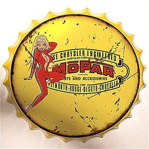 

Retro Sign Oil Brand Logo and Race Queen Bottle Caps Retro Metal Tin Sign Diameter Home Decor Bar Plaque Lounge Man