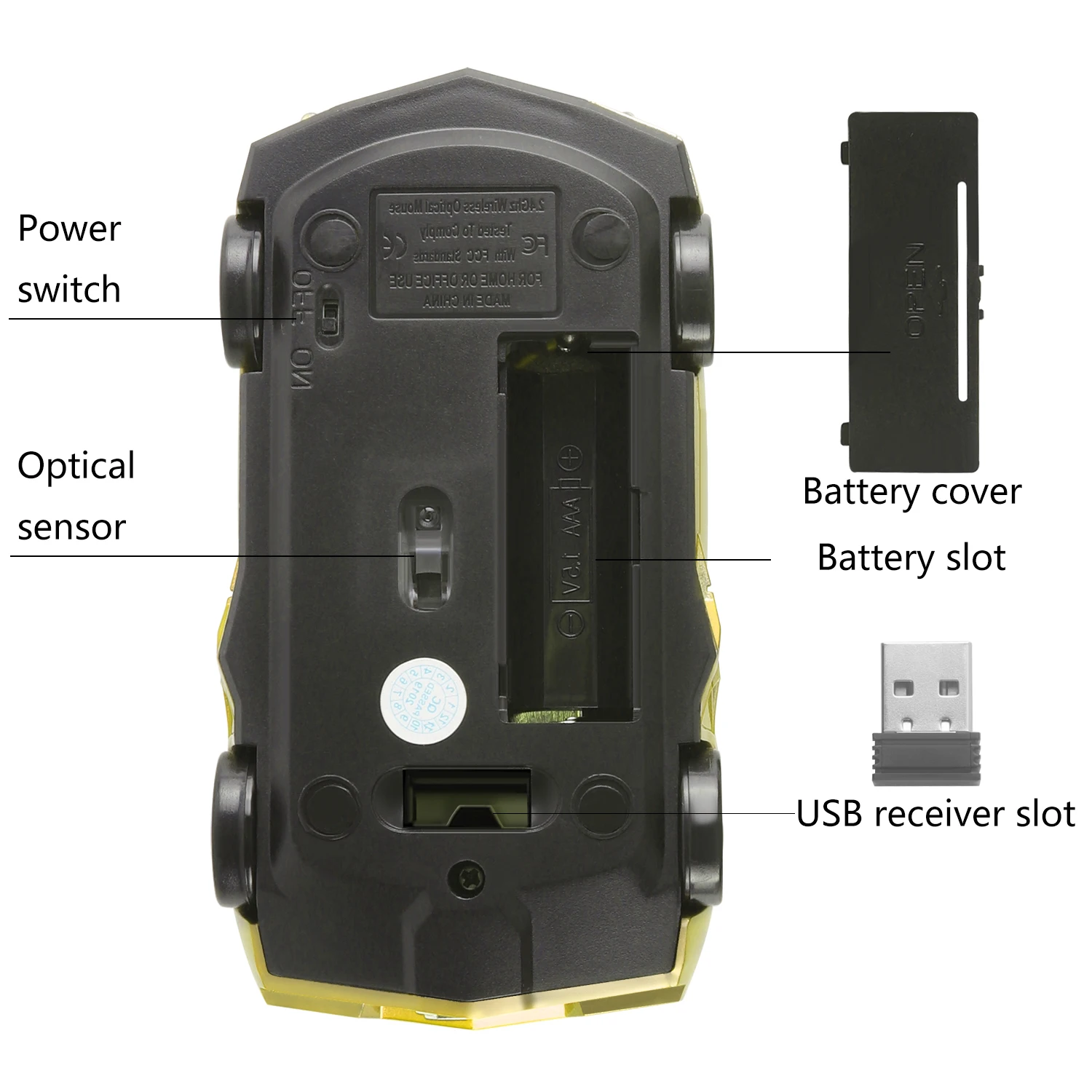 2 4G Беспроводной Мышь спортивный автомобиль дизайн Mause 1600 Точек на дюйм USB