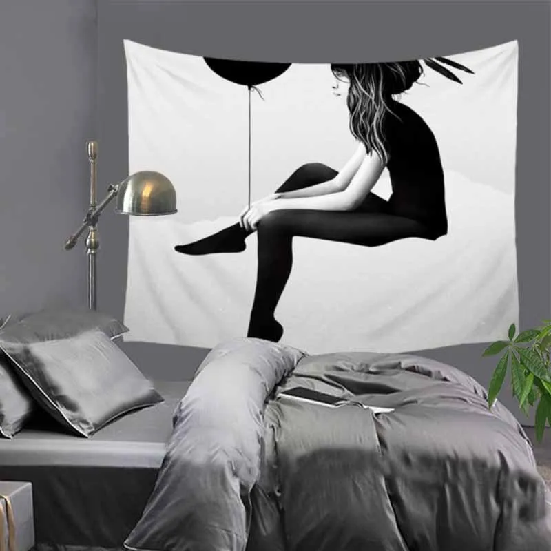 Винтажный Черный Художественный Цветочный Женский индийский гобелен в стиле