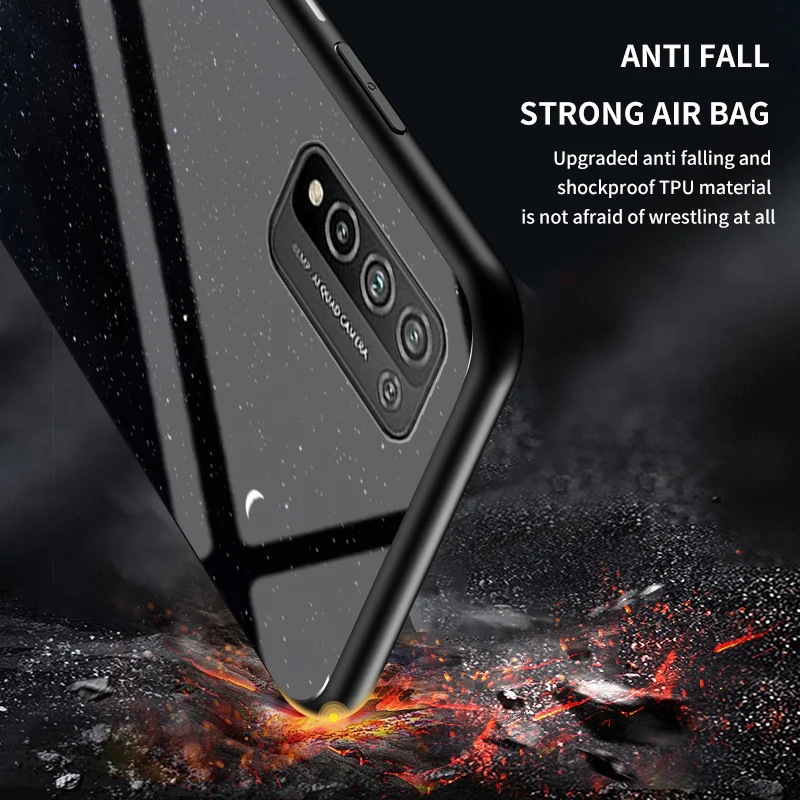 

For Huawei Honor 10X Lite Case Luxury Starry sky Tempered Glass Cover Soft edge Bumper For Honor10X Lite Case Protective Shell