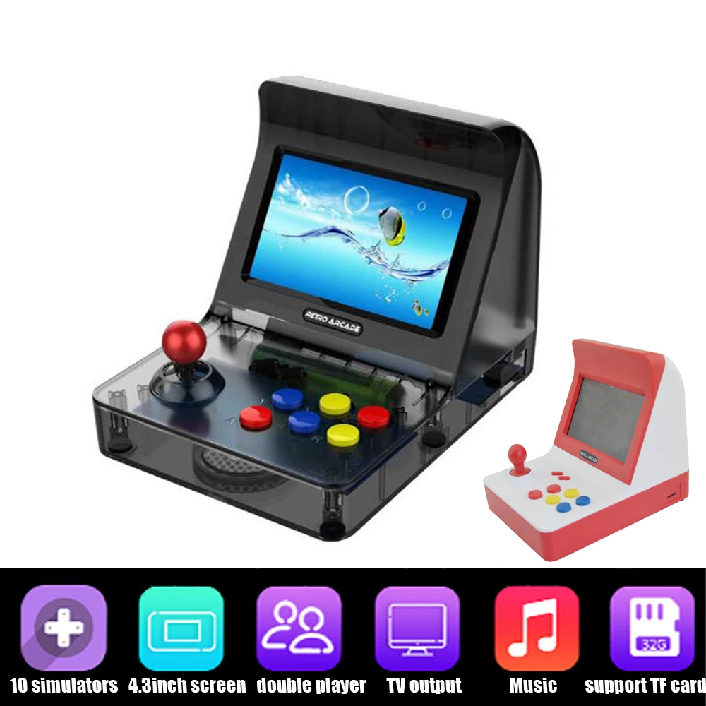 

Retro Arcade Video Game Console 16GB Memory 4.3" Portable Handheld Game Player With Built-in 3000 Classic Games TV Game Arcade