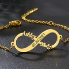 Пользовательское имя бесконечное браслеты для женщин из нержавеющей стали, Индивидуальные персонализированные модные гравируемая буква браслет ювелирные изделия ручной работы