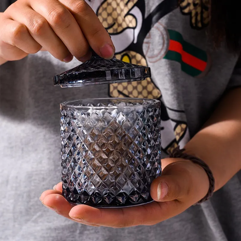 Красочная стеклянная баночка с крышкой скандинавский золотой и серебряный