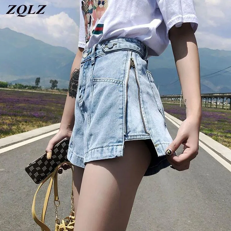 Летние женские джинсовые шорты ZQLZ новинка 2020 повседневные на молнии с высокой