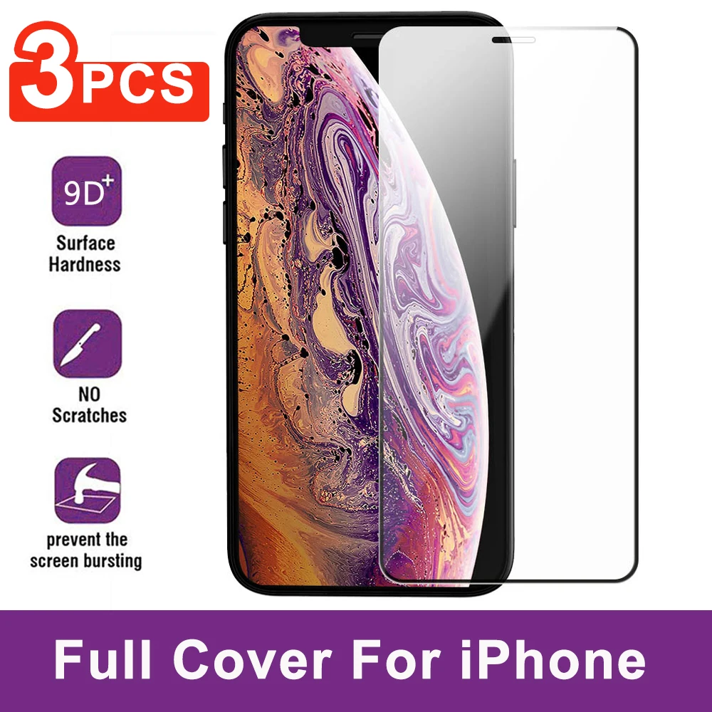 Полное покрытие закаленное стекло для iPhone 11 Pro Max X XR XS защита экрана Защитное 5 5S 5C 6