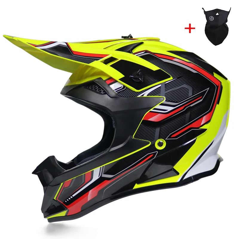 MSUEFKD мужские высокопрочные на открытом воздухе внедорожные мотоциклетные Moto Dirt Bike Racing набор шлемов гоночный шлем велосипедные перчатки - Цвет: 1a