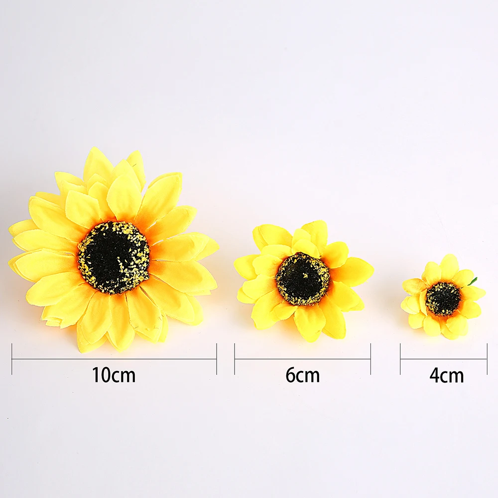 

10pcs Beautiful Silk Sunflower Artificial Daisy Flowers Head For DIY Wedding Decoration Home Wreath Scrapbooking Accessories