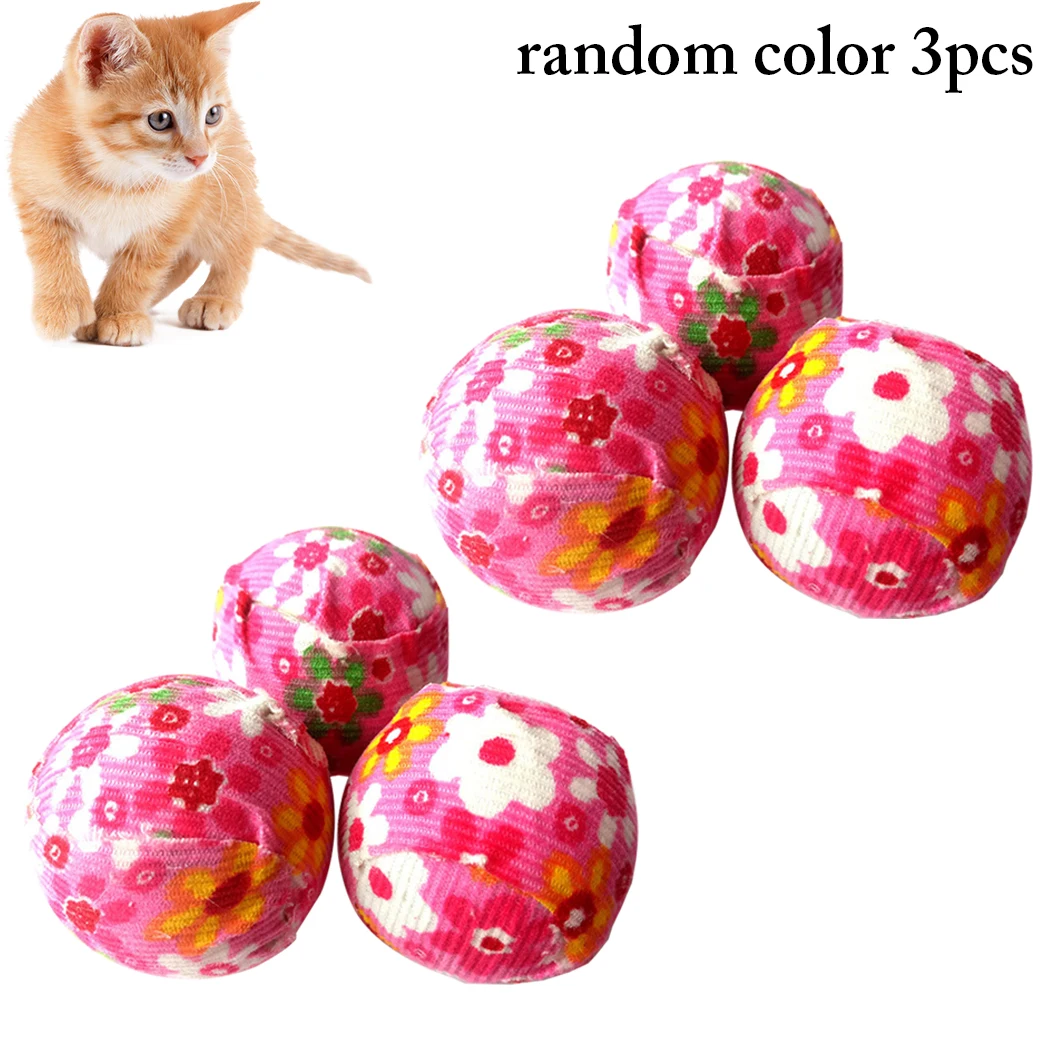 

Hot Selling Cat Ball Cloth Funny 6PCS Fashion Flower Print Soft Pet Ball Toy Kitten Interactive Toy Cat Supplies Random Color