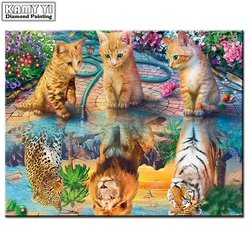 5d алмазная картина Новинка кот Тигр лев леопард полный квадратный Круглый Алмаз