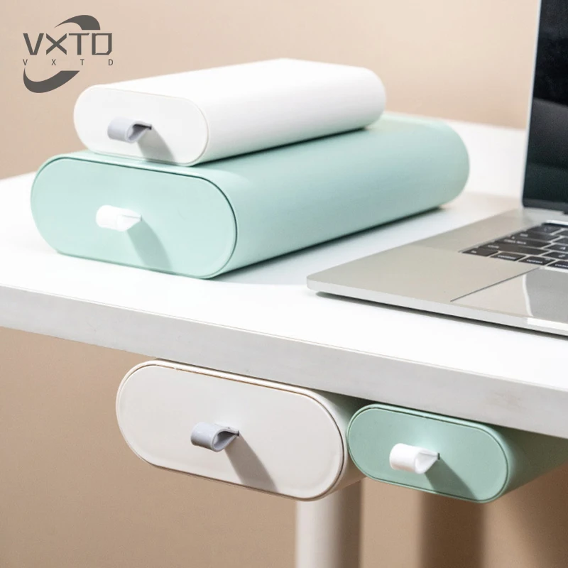 

Large Capacity Desk Pen Holder Pencil Under Desk Drawer Plastic Storage Box Office stationery storage box drawer organizer