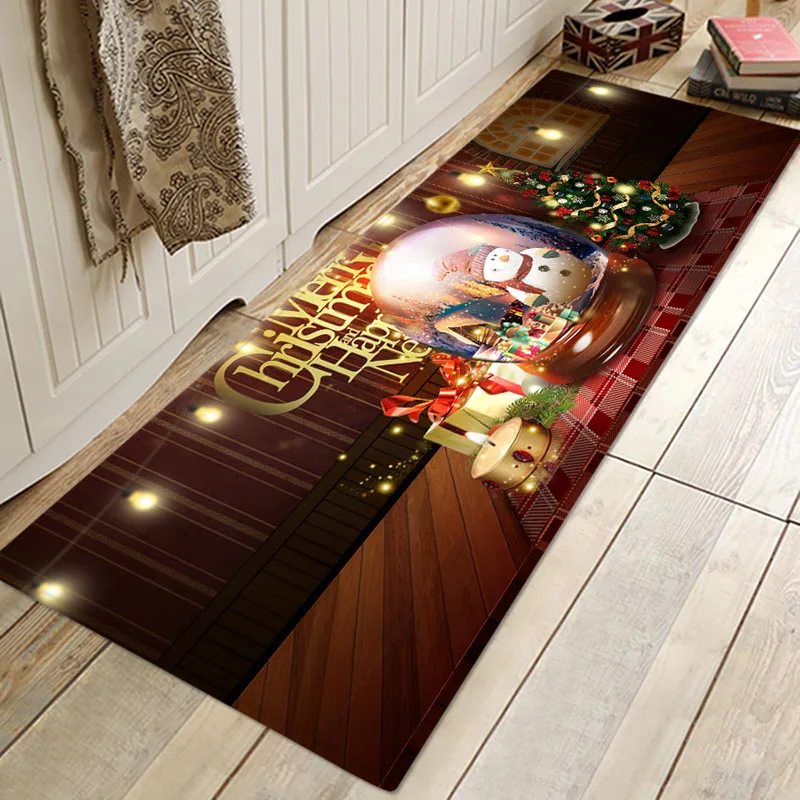 Christmas mat d Рождественский коврик, Рождественский праздничный коврик, рождественские вечерние коврики, домашние фланелевые Нескользящие впитывающие мягкие коврики - Цвет: Christmas mat d