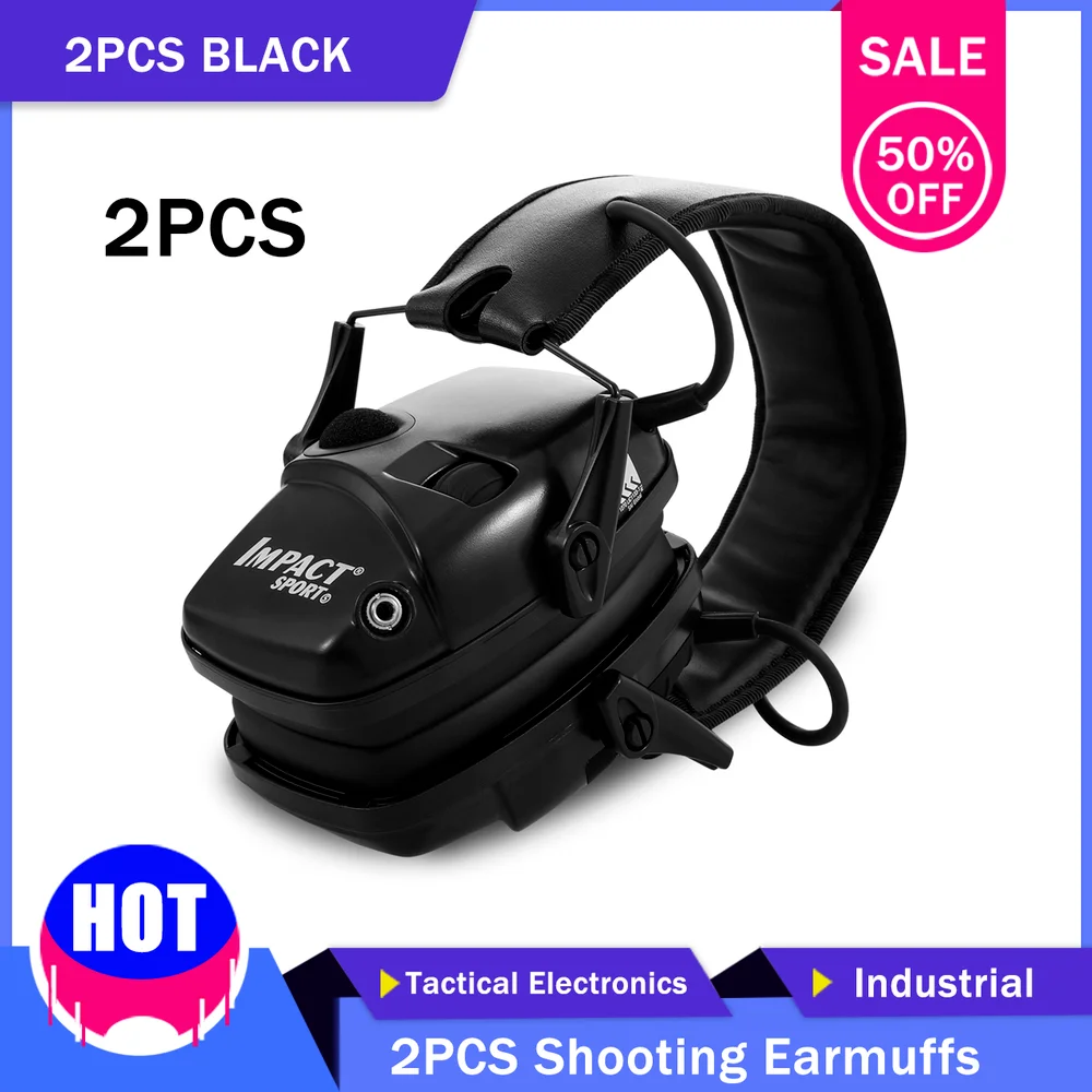 

Черные, оптовая продажа, 2 шт., гарнитура для электронной стрельбы, гарнитура с защитой от шума, усилитель звука, защитная гарнитура