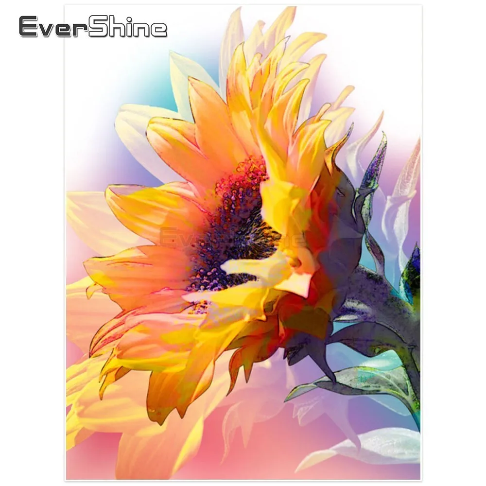 EverShine DIY Алмазная мозаика подсолнечника алмаз живопись полный круглый дрель