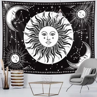 black and white sun and moon home decoration tapestry hippie bohemian decoration psychedelic scene background cloth yoga mat