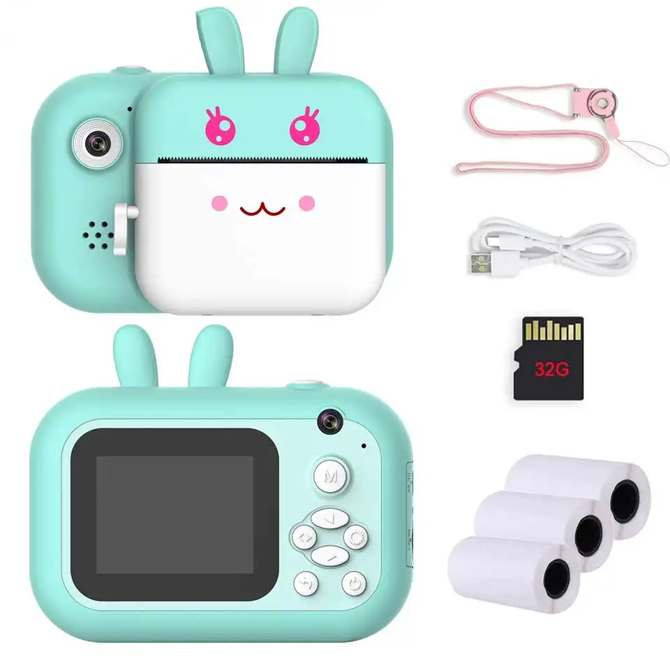 

Детская камера Мгновенной Печати Mling с термобумагой 1080P, цифровая фотокамера для фото-и видеосъемки, подарки для детей на день рождения, карт...