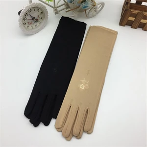 Imported Lady Medium-long Thin Elastic Etiquette Gloves Summer Women Sunscreen Embroidered Gloves Driving Car