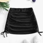 Повседневная Женская модная однотонная мини-юбка в рубчик с завышенной талией и боковыми вставками, бикини, пляжные плавки, женский купальник