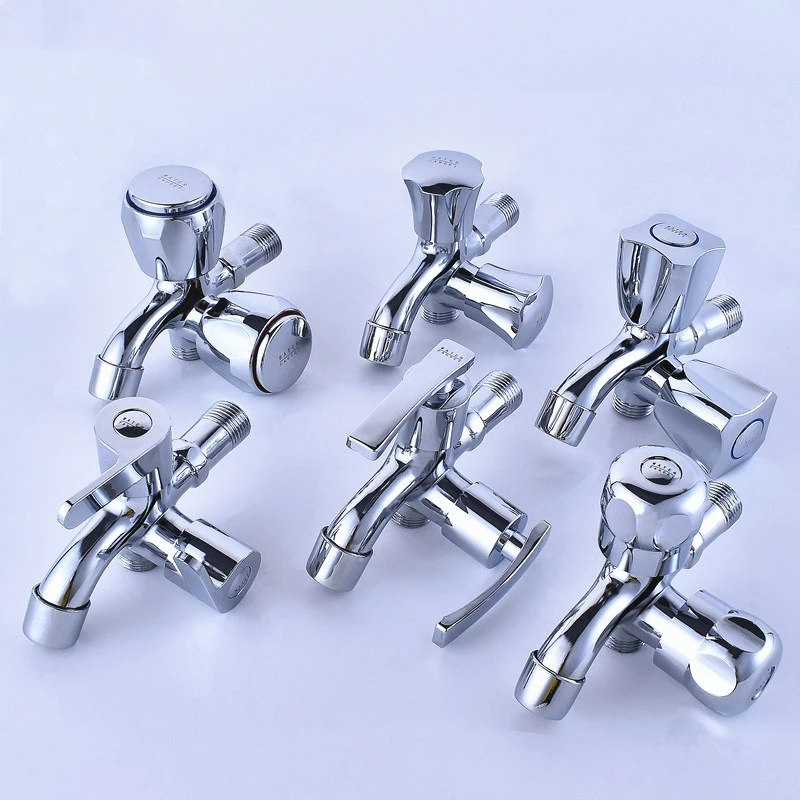 

Zinc Alloy Chrome Double Faucet Wall Mount Washing Machine Mop Faucet Multi-Function Outdoor Balcony Water Tap Laundry Bibcock