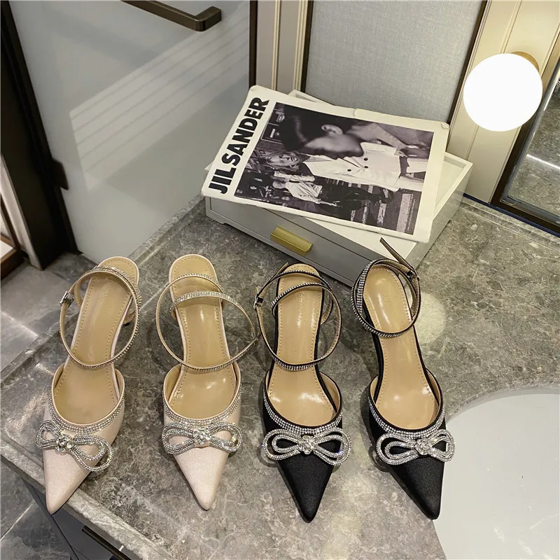 

High heeled New Style Sexy pointed thin heeled ankle strap Diamond Butterfly Fairy high heeled single shoe