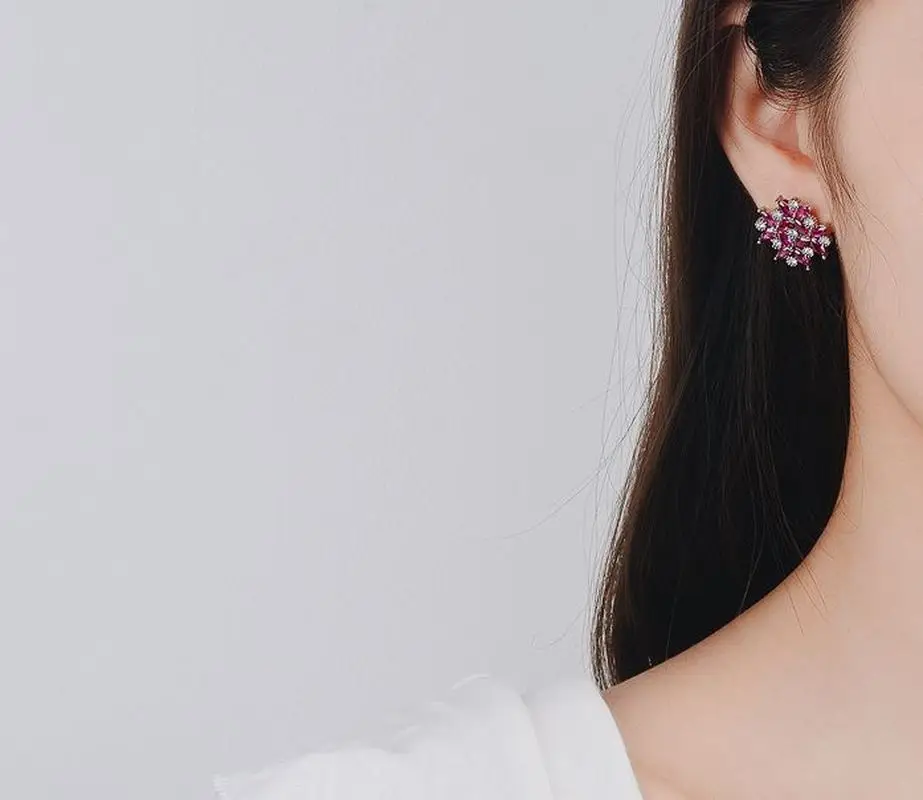 Корейский Стиль прикольного персика Блоссом Стад 925 серебряные серьги Цветочные