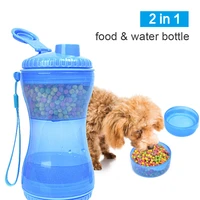 2 in 1 pet water bottle for dogs cats food water cup bottle waterer outdoor walking food storage bottle feeder