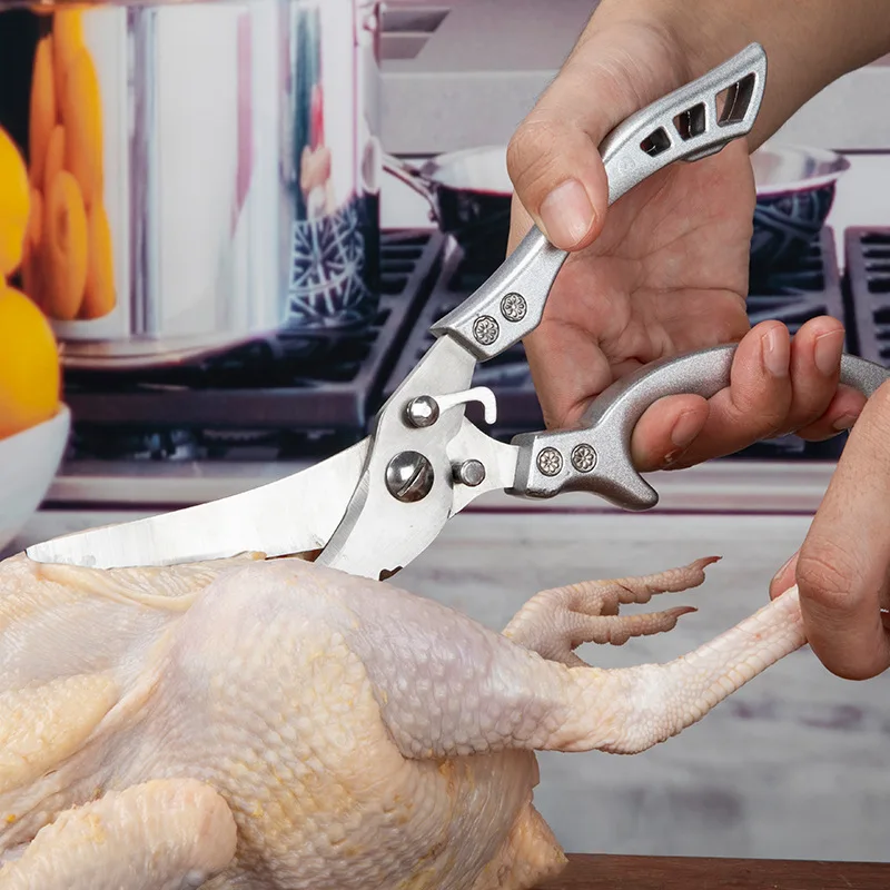 

Powerful Chicken Bone Scissors Chicken Duck Fish Cutter Shears 4Cr13 Stainless Steel Scissors Scale Clean Cooking Scissors Knife
