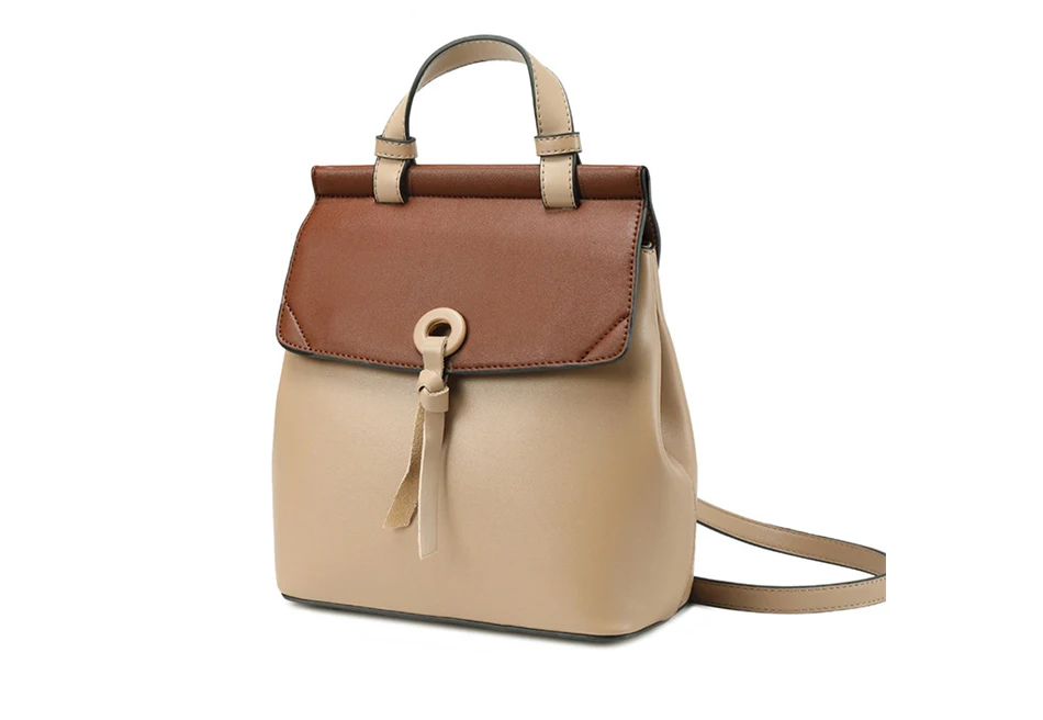 REALER women backpack small spilt leather backpack for women school backpack for teenager girls panelled shoulder bag