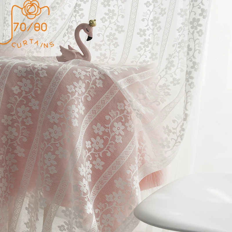 

Light Luxury Korean Pastoral Lace White Gauze Curtains for Living Room and Bedroom Bay Windows Customized Finished Products