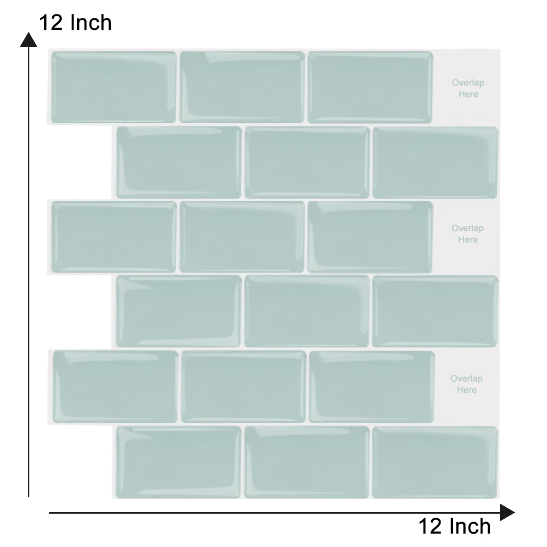 vividtiles 1212 inch self adhesive vinyl wallpaper kitchen sticker peel and stick green subway 3d effect tiles 10 sheet free global shipping