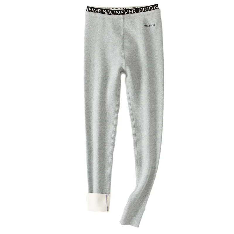 

Autumn and winter Korean leggings women's outer wear plus velvet thick warm pants letter waist lamb velvet cropped pants