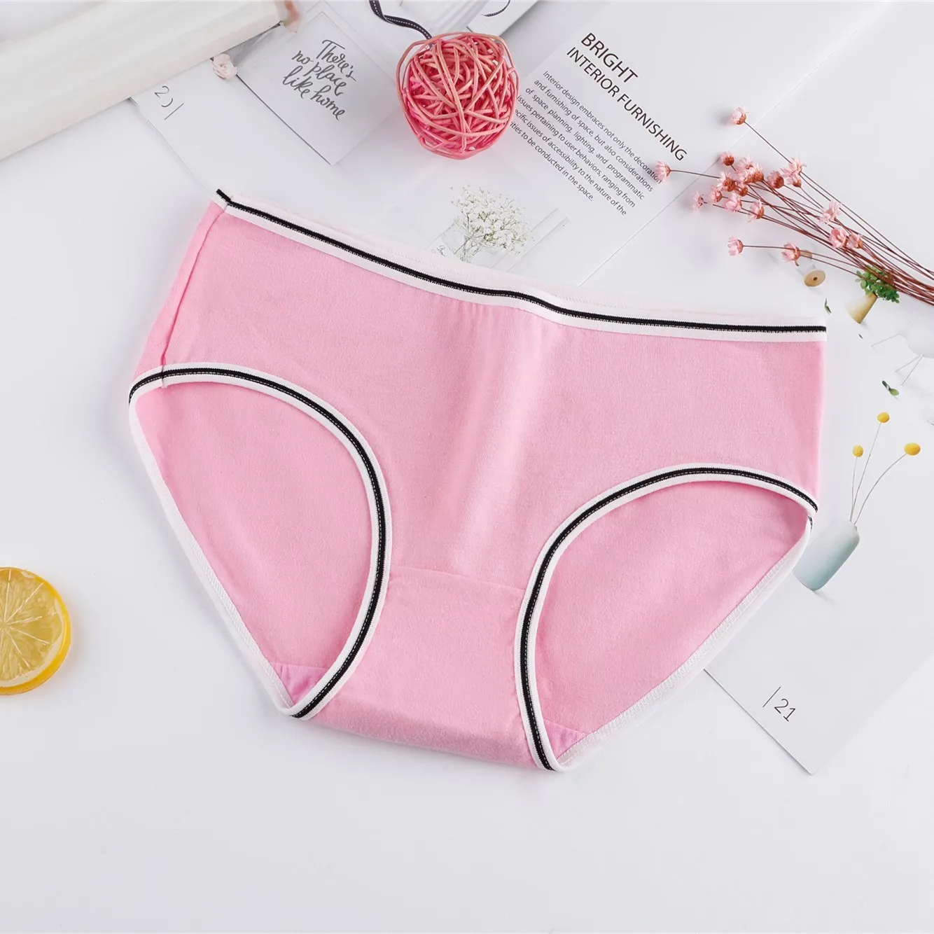 Трусики для женщин из хлопка розовая куртка в полоску с принтом женское нижнее