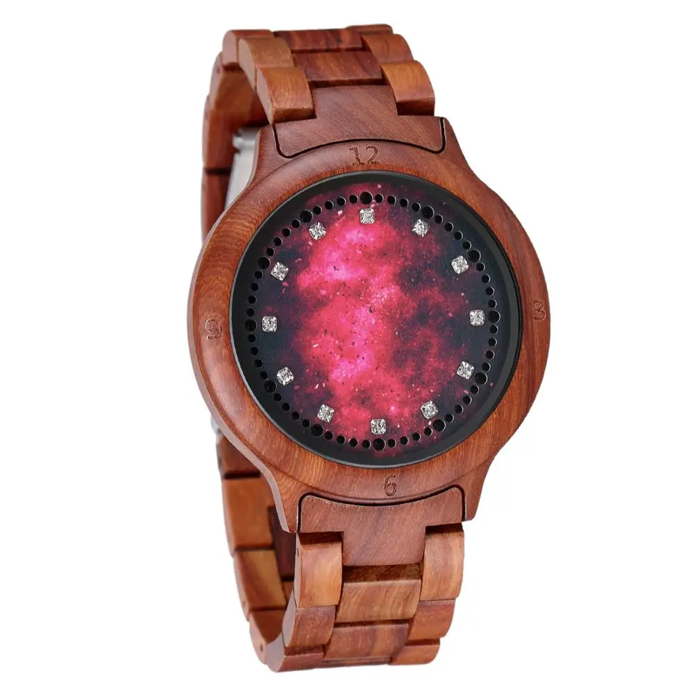 Светодиодный светильник из красного сандалового дерева с сенсорным экраном и