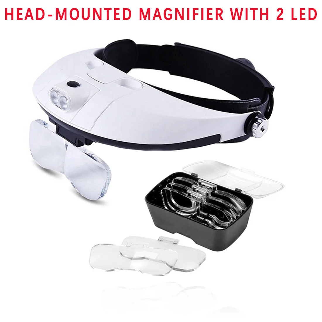2 светодиодный головной освещения носить лупа очки Карманная Лупа микроскопа 5 Len