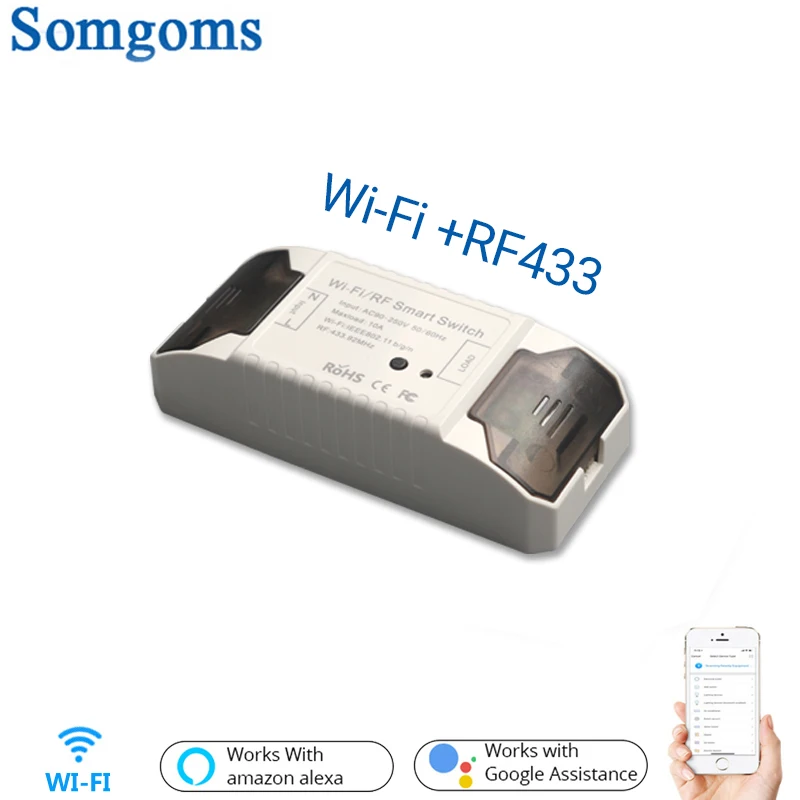 

Беспроводной светильник-Fi-переключатель, "сделай сам", лампочка с дистанционным управлением, модуль управления, работает с Alexa и Google Home RF433