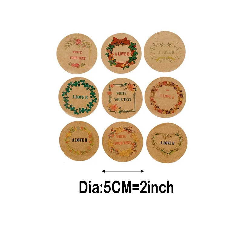 

100pcs per pack 2inch 5CMGarland Round custom seal sticker logo label Fill in the text Leaving a message