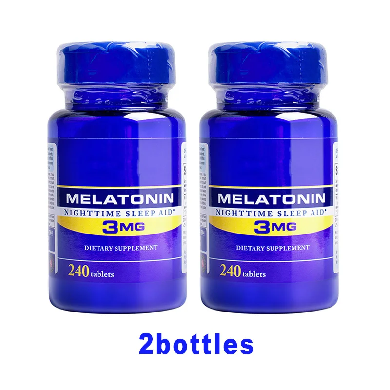 

2 бутылки супер сила быстрого релиза мелатонин 3 мг * 240 вкладки/бутылка Ночная имитация помогает улучшить сон помощь