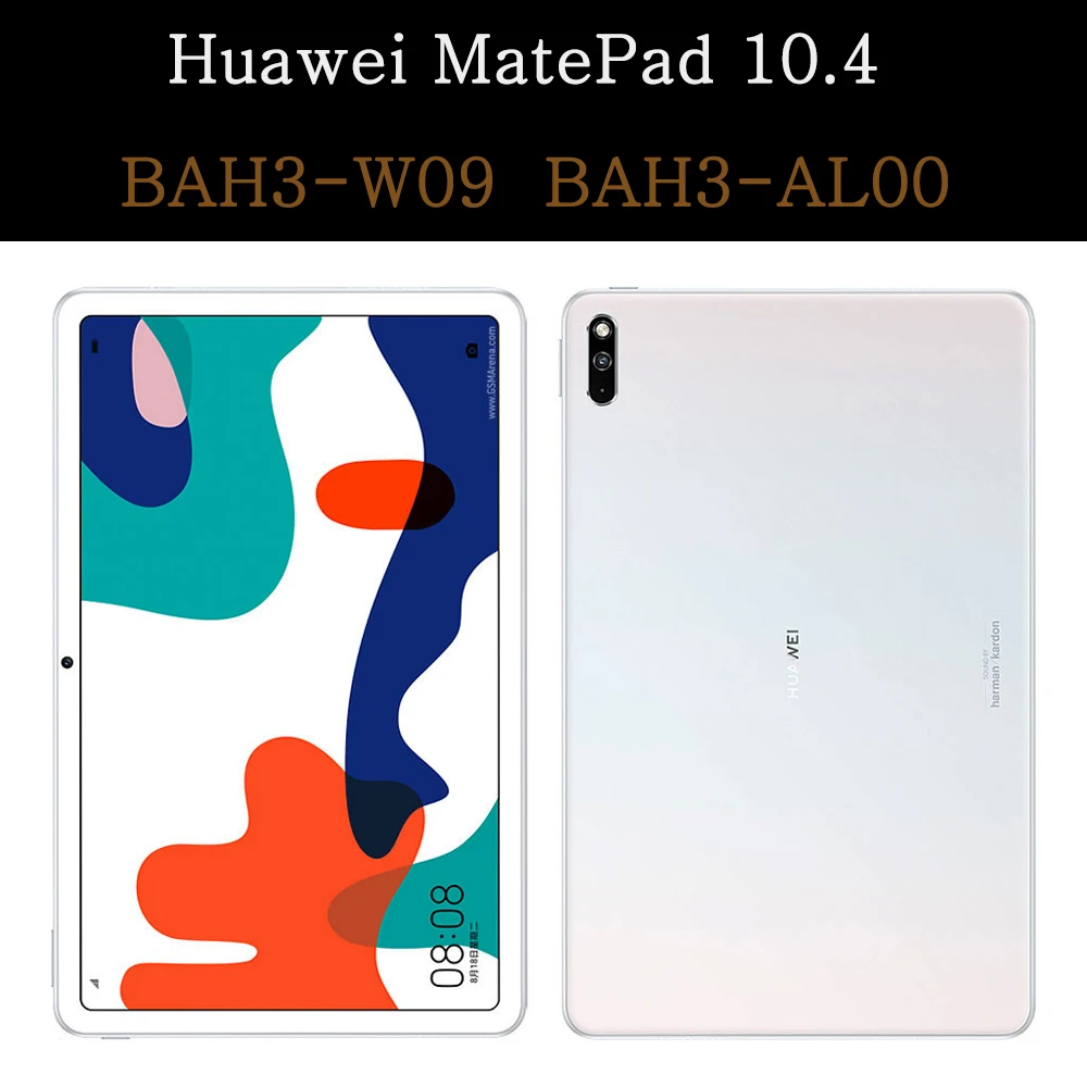 

Tablet Case for Huawei MatePad 10.4 2020 BAH3-W09 BAH3-AL00 Stand Flip Funda Auto Wake Smart Cover Slim Coque + Tempered Glass
