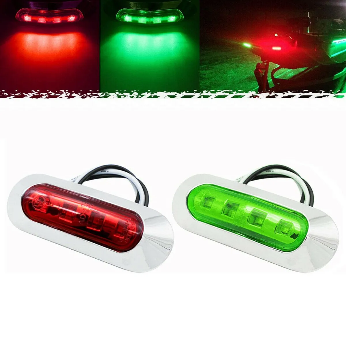 2 قطعة الأحمر الأخضر LED قارب أضواء الملاحة سطح السفينة مقاوم للماء القوس العائم أضواء 12-24 فولت الملاحة LED مصابيح قارب