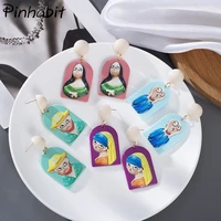 acrylic embossed three dimensional earrings retro funny creative person avatar european and american style fashion jewelry