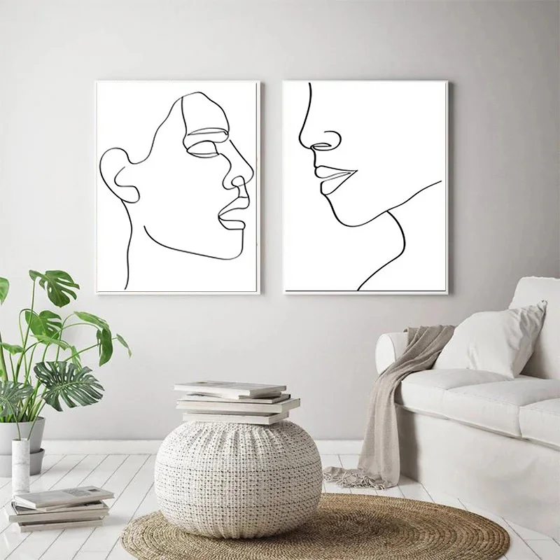 

Minimalist canvas painting modern sketch woman face poster and prints wall art print canvas living room home decoration gift
