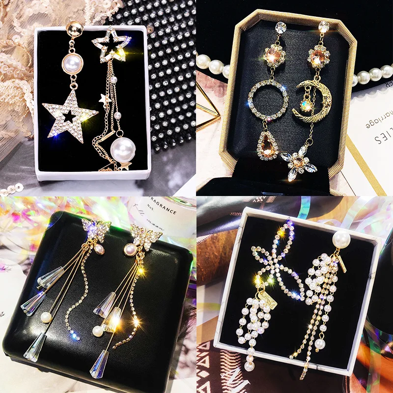 

Fashion Shining Circle Drop Earrings Precision Inlay Gold Silver Color Rhinestone Earrings For Women Wedding Party Jewelry