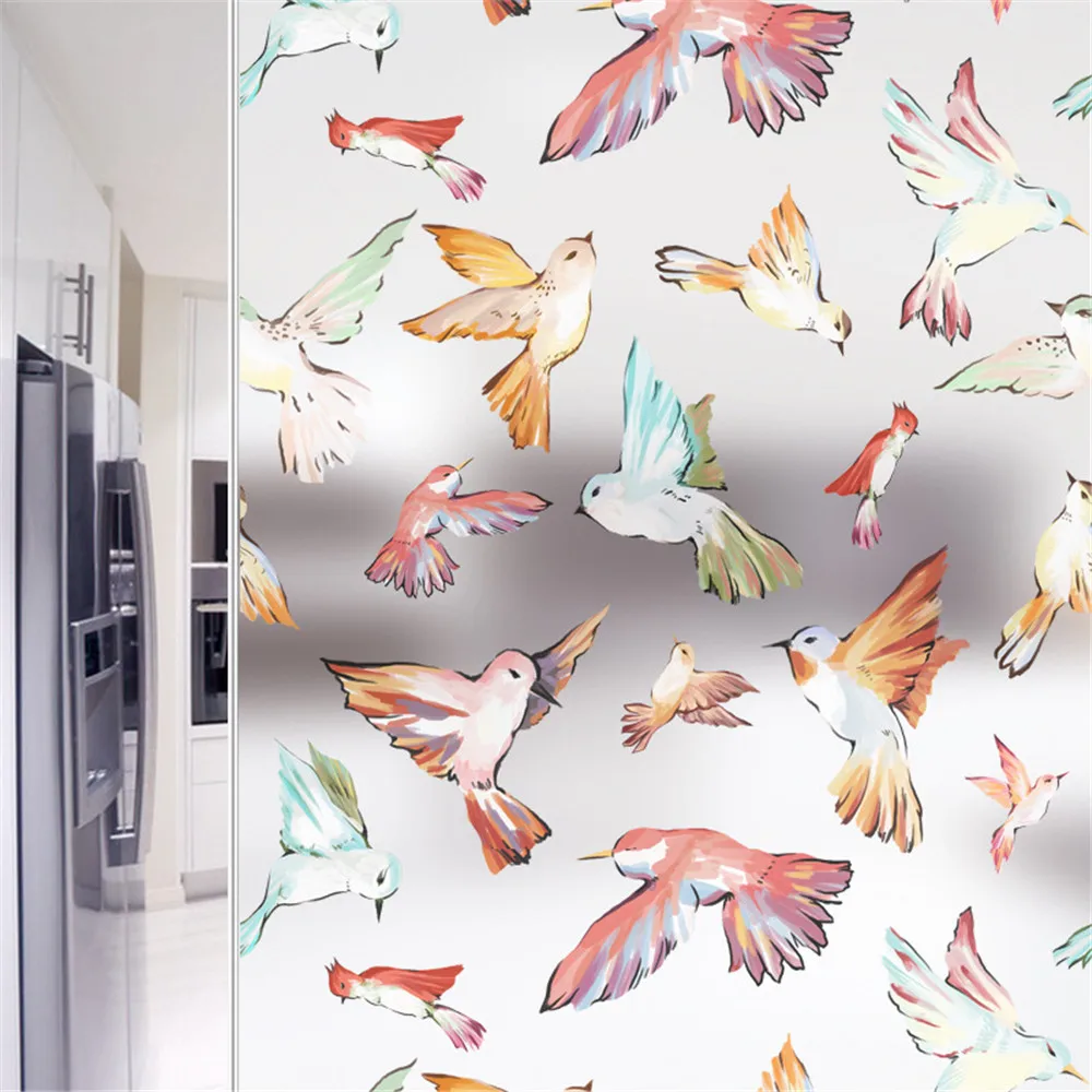 

YaJing Privacy Window Film Opaque Non-Adhesive Frost Bird Glass Film Decorative Self-adhesive Film Static Cling Window Stickers