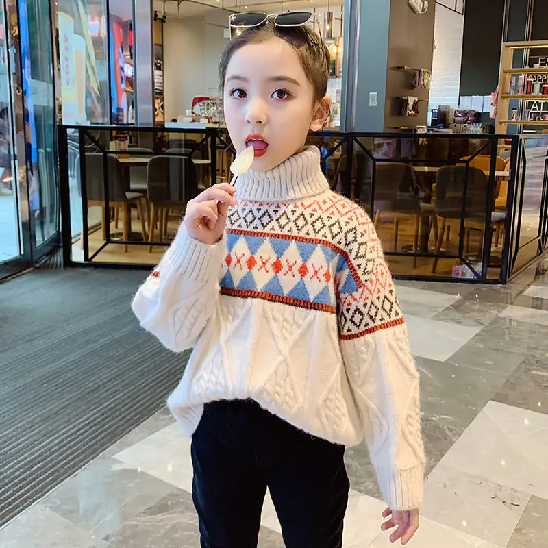 

2021 Kids Girl Sweater knitting Pullover Baby Winter Tops warm Sweaters Autumn teenage Girls winter Sweater 3-12y